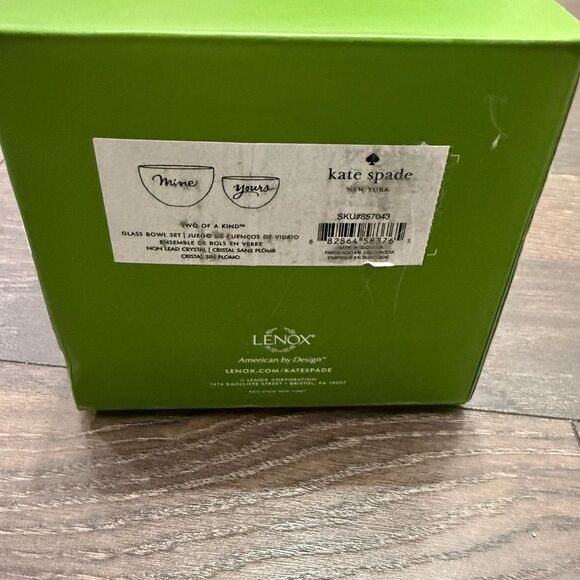 Kate Spade Mine Yours Clear Glass Bowl Set New in Box - Picture 2 of 4